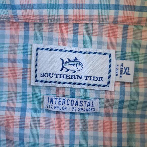 Southern Tide Intercoastal Performance Sport Shirt Button Down XL Blue Plaid - Picture 4 of 7